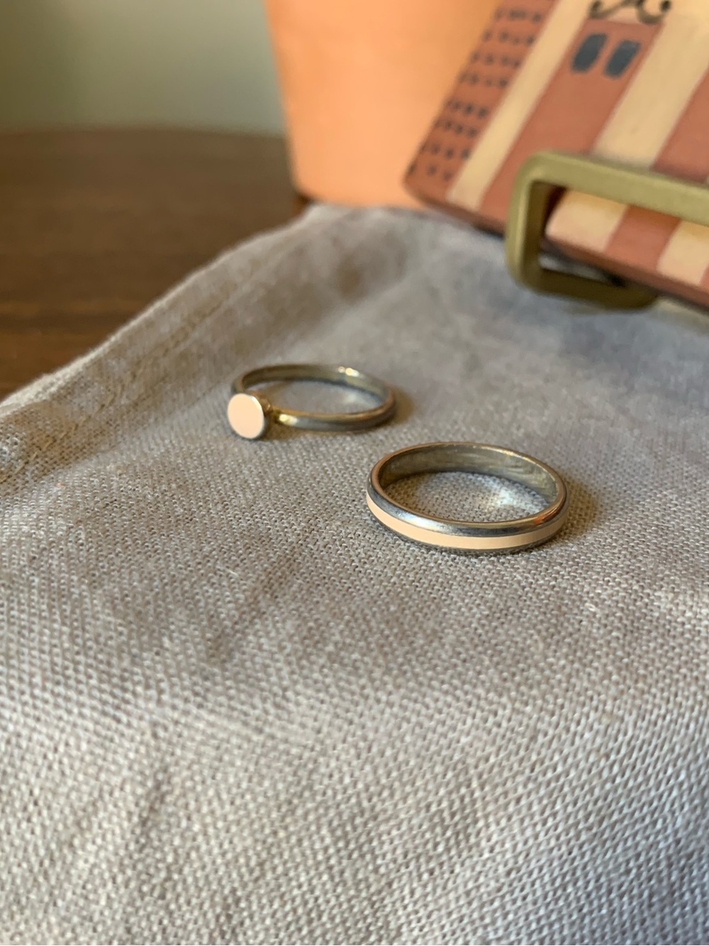 Stacking Rings in Silver & Peach - Picture 3 of 5